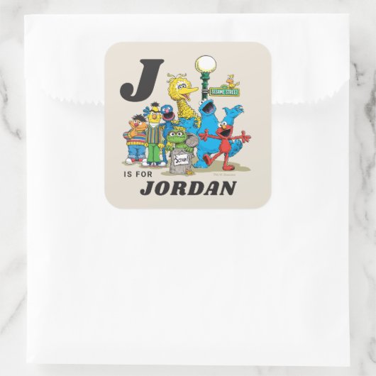 Gepersonaliseerde  Sesamstraat Vrienden Vierkante Sticker (Tas)