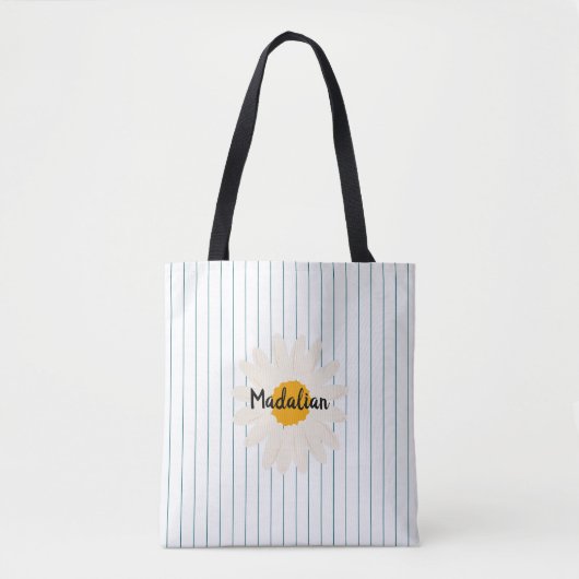 Gepersonaliseerde sexy strepen Blauw Wit Zonnebloe Tote Bag (Voorkant)