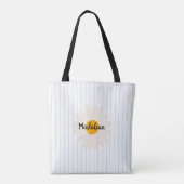 Gepersonaliseerde sexy strepen Blauw Wit Zonnebloe Tote Bag (Achterkant)