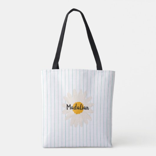 Gepersonaliseerde sexy strepen Blauw Wit Zonnebloe Tote Bag (Achterkant)