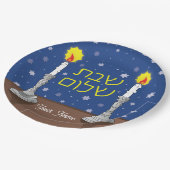 Gepersonaliseerde Shabbat Shalom kaarsen met sterr Papieren Bordje (Gekanteld)