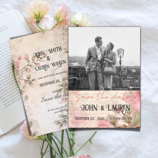 Gepersonaliseerde Shabby Chic Pink Save The Date