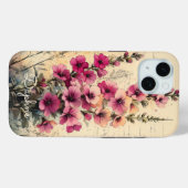 Gepersonaliseerde  Shabby Chic Pink Wildflower Case-Mate iPhone Case (Achterkant (horizontaal))