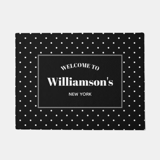 Gepersonaliseerde Shabby Chic Polka Dots Design Deurmat (Voorkant)