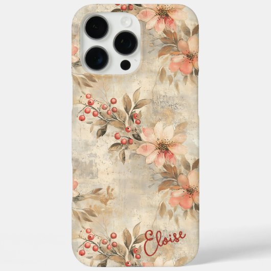 Gepersonaliseerde Shabby Chic Winter Bloemen Case-Mate iPhone Case (Achterkant)