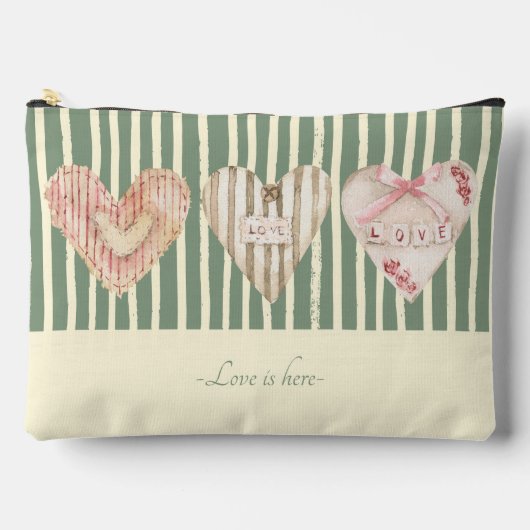 Gepersonaliseerde Shabby chique hart en strepen Gr Etui (Voorkant)