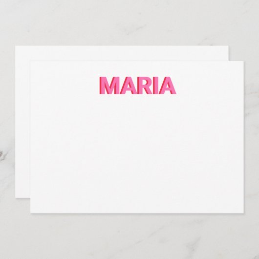 Gepersonaliseerde Shadow Monogram Initiaal Roze Bedankkaart (Voorkant / Achterkant)