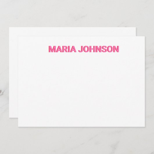 Gepersonaliseerde Shadow Monogram Initiaal Roze Bedankkaart (Voorkant / Achterkant)