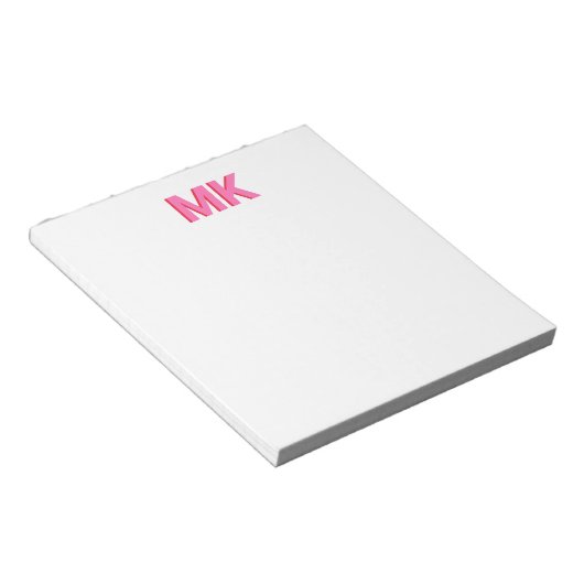 Gepersonaliseerde Shadow Monogram Initiaal Roze Notitieblok (Schuin)