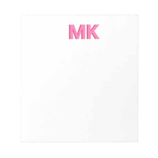 Gepersonaliseerde Shadow Monogram Initiaal Roze Notitieblok (Voorkant)
