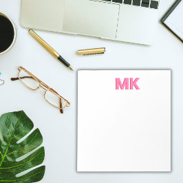 Gepersonaliseerde Shadow Monogram Initiaal Roze Notitieblok