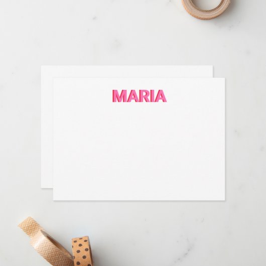 Gepersonaliseerde Shadow Monogram Initiaal Roze Notitiekaartje (Voorkant / Achterkant in situ)