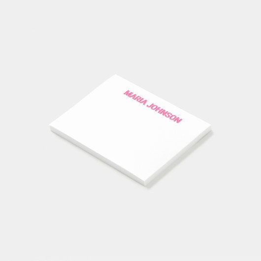 Gepersonaliseerde Shadow Monogram Initiaal Roze Post-it® Notes (Schuin)