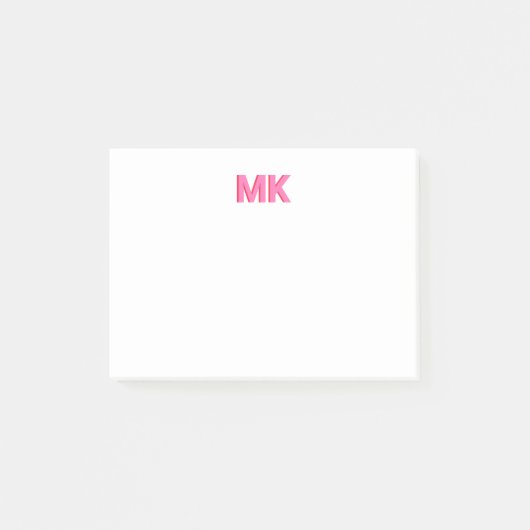 Gepersonaliseerde Shadow Monogram Initiaal Roze Post-it® Notes (Voorkant)