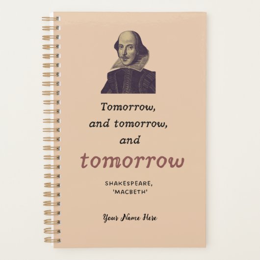 Gepersonaliseerde Shakespeare Cute Dark Academia Planner (Voorkant)