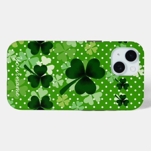 Gepersonaliseerde Shamrock en Polka Dot Case-Mate iPhone Case (Achterkant (horizontaal))