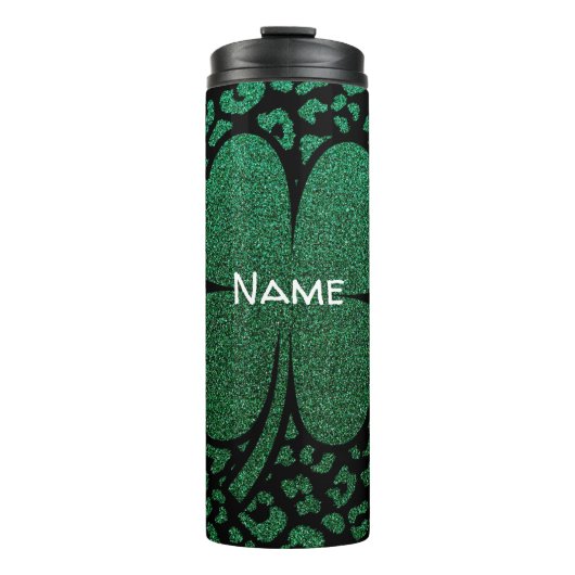 Gepersonaliseerde Shamrock Glitter Thermosbeker (Voorkant)