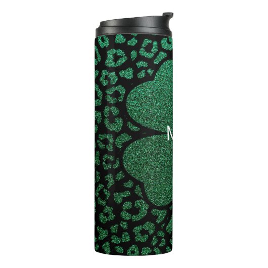 Gepersonaliseerde Shamrock Glitter Thermosbeker (Gedraaid links)