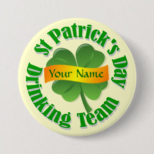 Gepersonaliseerde shamrock St Patrick's Ronde Button 7,6 Cm