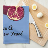 Gepersonaliseerde Shanah Tovah granaatappel Blauw Theedoek (Quarter Fold)