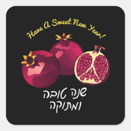 Gepersonaliseerde Shanah Tovah granaatappel Vierkante Sticker