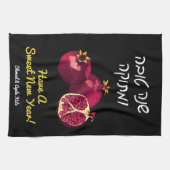 Gepersonaliseerde Shanah Tovah granaatappel Zwart Theedoek (Horizontaal)