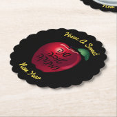 Gepersonaliseerde Shanah Tovah Red Apple Kartonnen Onderzetters (Gekanteld)