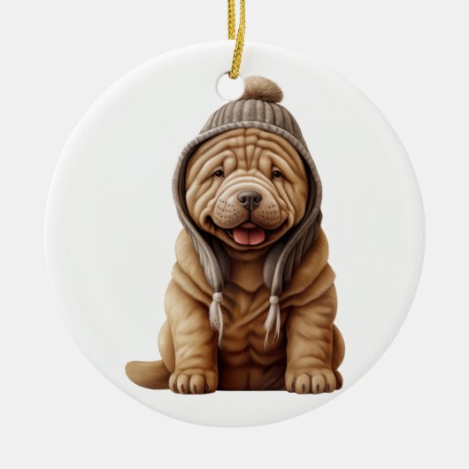 Gepersonaliseerde Shar-Pei hond Keramisch Ornament (Voorkant)