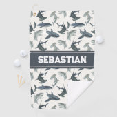 Gepersonaliseerde Shark Golf Handdoek | Waterverf (Insitu)