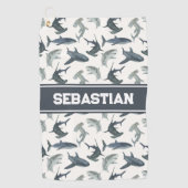 Gepersonaliseerde Shark Golf Handdoek | Waterverf  (Voorkant)