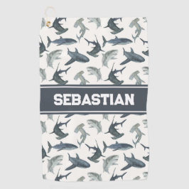 Gepersonaliseerde Shark Golf Handdoek | Waterverf 