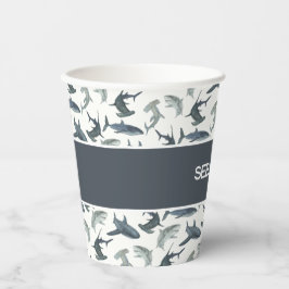 Gepersonaliseerde Shark Paper Cups | Waterverf haa Papieren Bekers