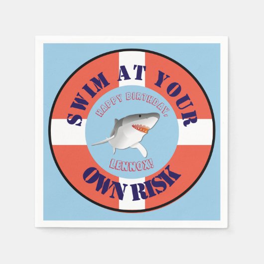 Gepersonaliseerde Shark Party Papieren servetten (Voorkant)