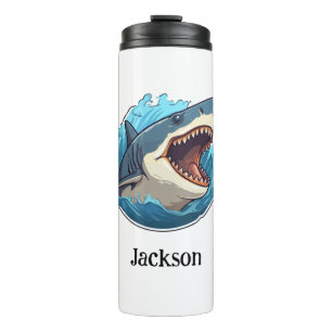 Gepersonaliseerde Shark Thermal Tumbler – Oceaan Thermosbeker
