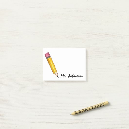Gepersonaliseerde Sharp Yellow #2 Potcil Teacher S Post-it® Notes (Op bureau)