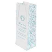 Gepersonaliseerde shell blue bruiloft gunt wijntas wijn cadeautas (Achterkant Gekanteld)