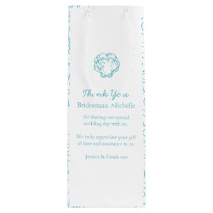 Gepersonaliseerde shell blue bruiloft gunt wijntas wijn cadeautas