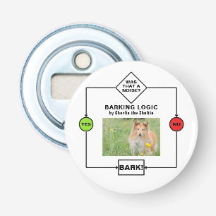Gepersonaliseerde Sheltie Hond Blaffen Logic Foton Button Flesopener