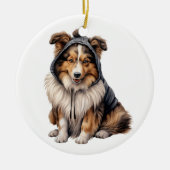 Gepersonaliseerde Shetland Sheepdog hond Keramisch Ornament (Voorkant)