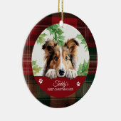 Gepersonaliseerde Shetland Sheepdog Kerstmis Keramisch Ornament (Rechts)