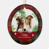 Gepersonaliseerde Shetland Sheepdog Kerstmis Keramisch Ornament (Links)