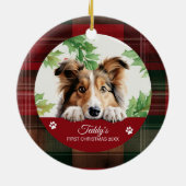 Gepersonaliseerde Shetland Sheepdog Kerstmis Keramisch Ornament (Achterkant)