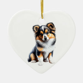 Gepersonaliseerde Shetland Sheepdog Puppy Keramisch Ornament