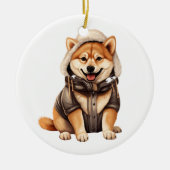 Gepersonaliseerde Shiba Inu hond Keramisch Ornament (Voorkant)