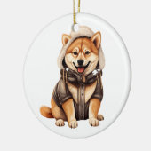 Gepersonaliseerde Shiba Inu hond Keramisch Ornament (Links)
