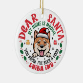 Gepersonaliseerde Shiba Inu Hond Kerstboom Ronde Keramisch Ornament (Rechts)