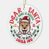 Gepersonaliseerde Shiba Inu Hond Kerstboom Ronde Keramisch Ornament (Links)