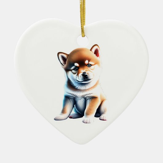 Gepersonaliseerde Shiba Inu Puppy Keramisch Ornament (Voorkant)