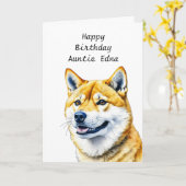 Gepersonaliseerde Shiba Inu verjaardag Kaart (Gele Bloem)