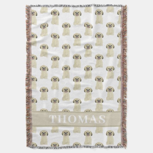 Gepersonaliseerde Shih Tzu (blond Tan Golden) Tan Deken (Voorkant Verticaal)